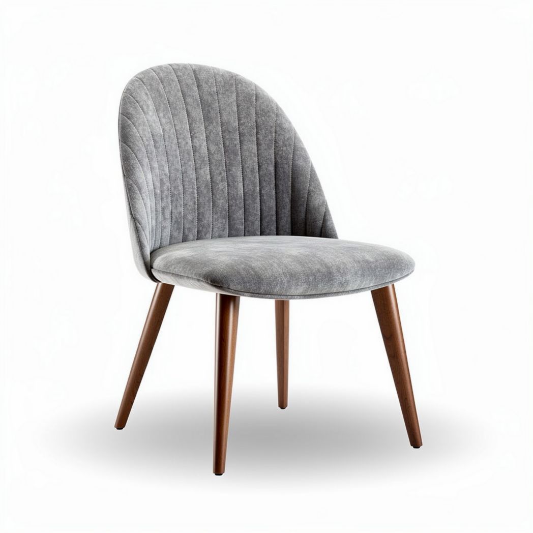 Modern velvet dining chair with wooden legs in gray 50 x 50 x 80cm