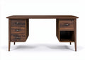 Walnut wood desk with storage drawers and open shelf 150 x 75 x 75cm
