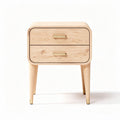 Wooden nightstand with two drawers and gold hardware 45 x 35 x 60cm