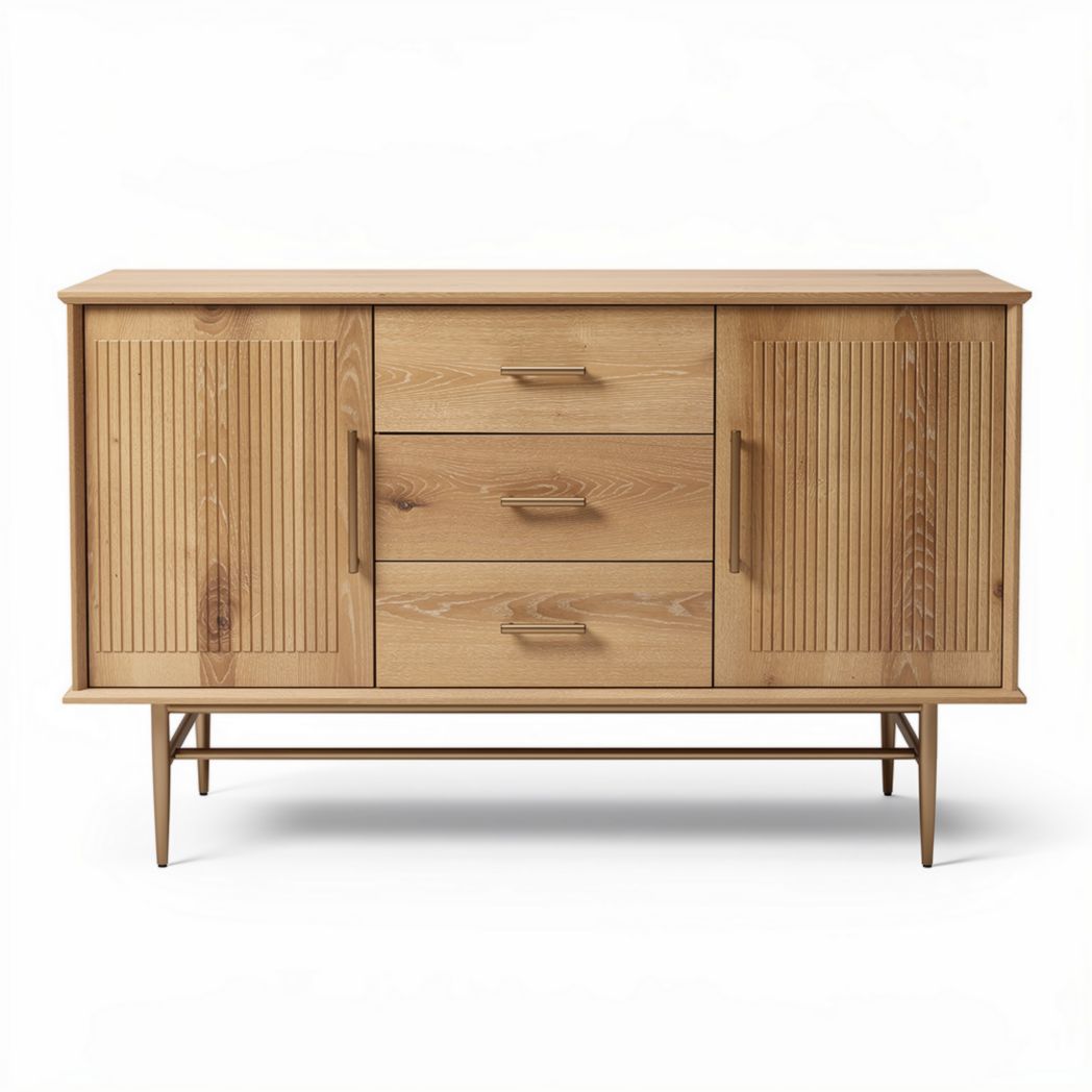 Wooden sideboard with three drawers and two cabinets 120 x 40 x 80cm