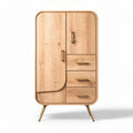 Wooden wardrobe with gold accents and four storage compartments 90 x 50 x 150cm