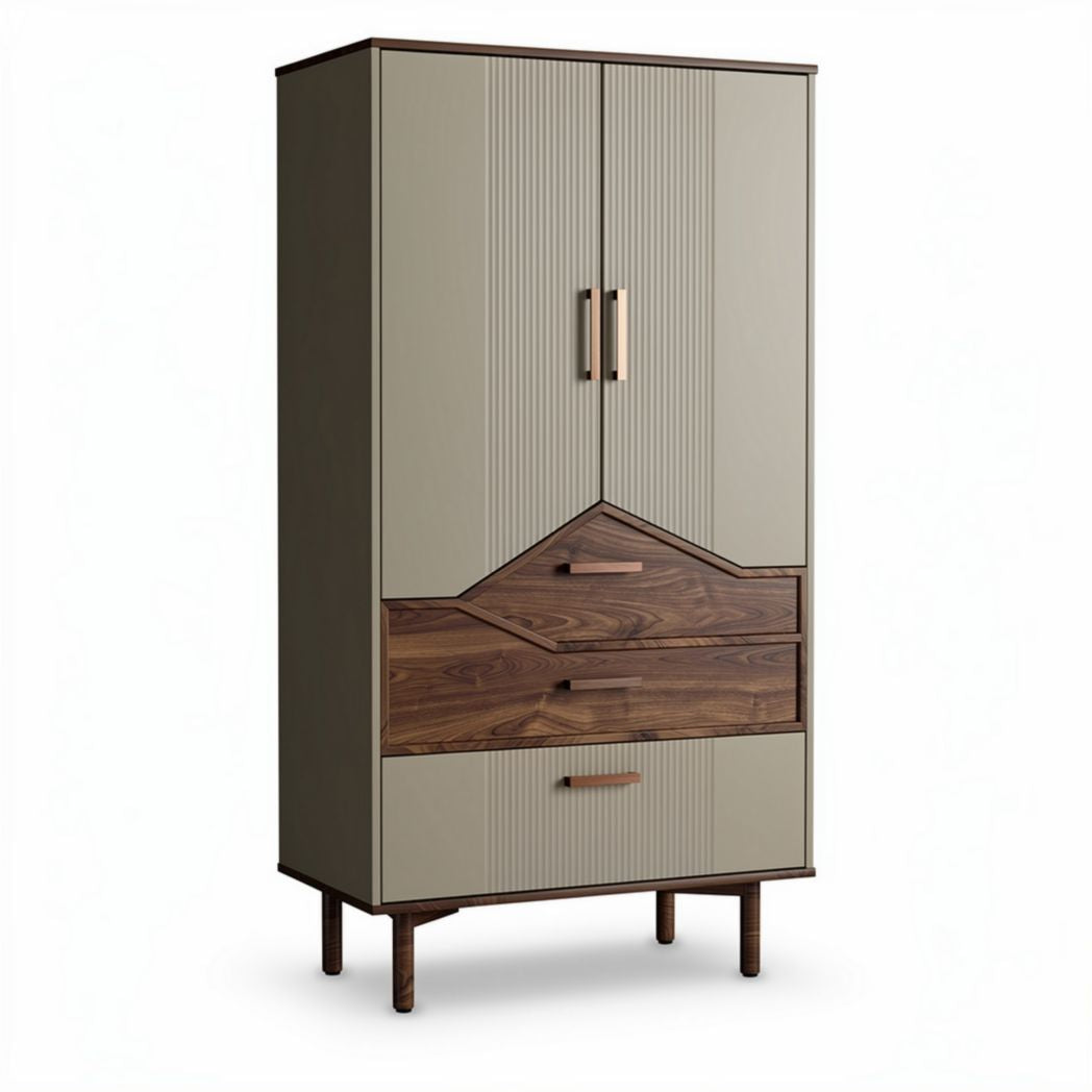 Modern wardrobe with wood accents storage solution 80 x 40 x 180cm