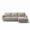 Sectional sofa with chaise lounge in light brown fabric approximately 230 x 90 x 85cm